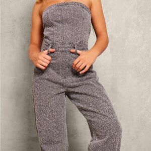 NWT Gray Women's Strapless Jumpsuit- PRETTY LITTLE THING -Size 0